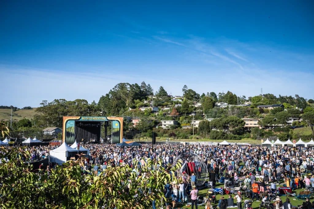 Stage and crowd at Mill Valley Music Festival